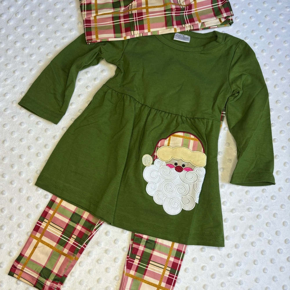 Girls  3 pc. Plaid Santa Outfit